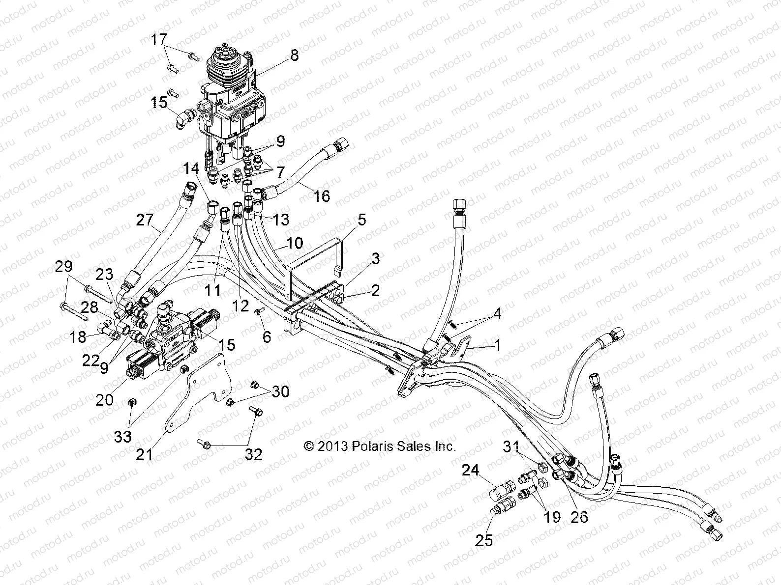 HYDRAULICS | HYDRAULICS, ROUTING - D17B3/4PD1AJ (49BRUTUSHYDROUTE13LM)