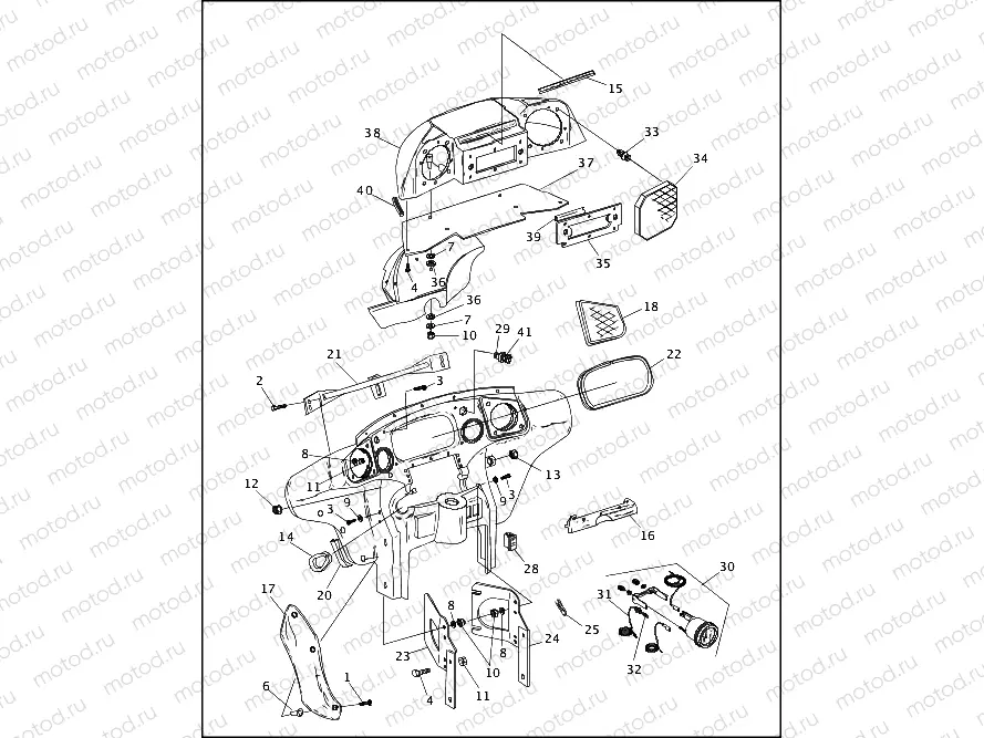 INNER FAIRING, RADIO CADDY & GAUGES