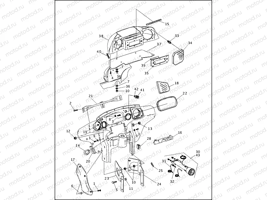 INNER FAIRING, RADIO, CADDY & GAUGES