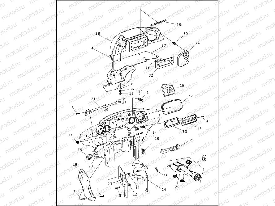 INNER FAIRING, RADIO CADDY & GAUGES