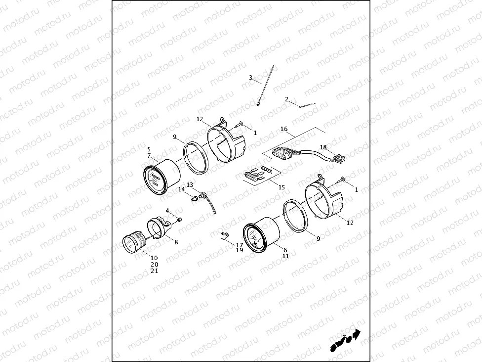 INSTRUMENTS - FLHTC, FLHTCU, FLHTK & FLHX (1 OF 2)