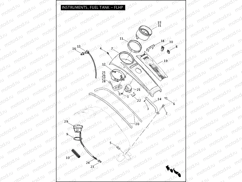 INSTRUMENTS, FUEL TANK - FLHP