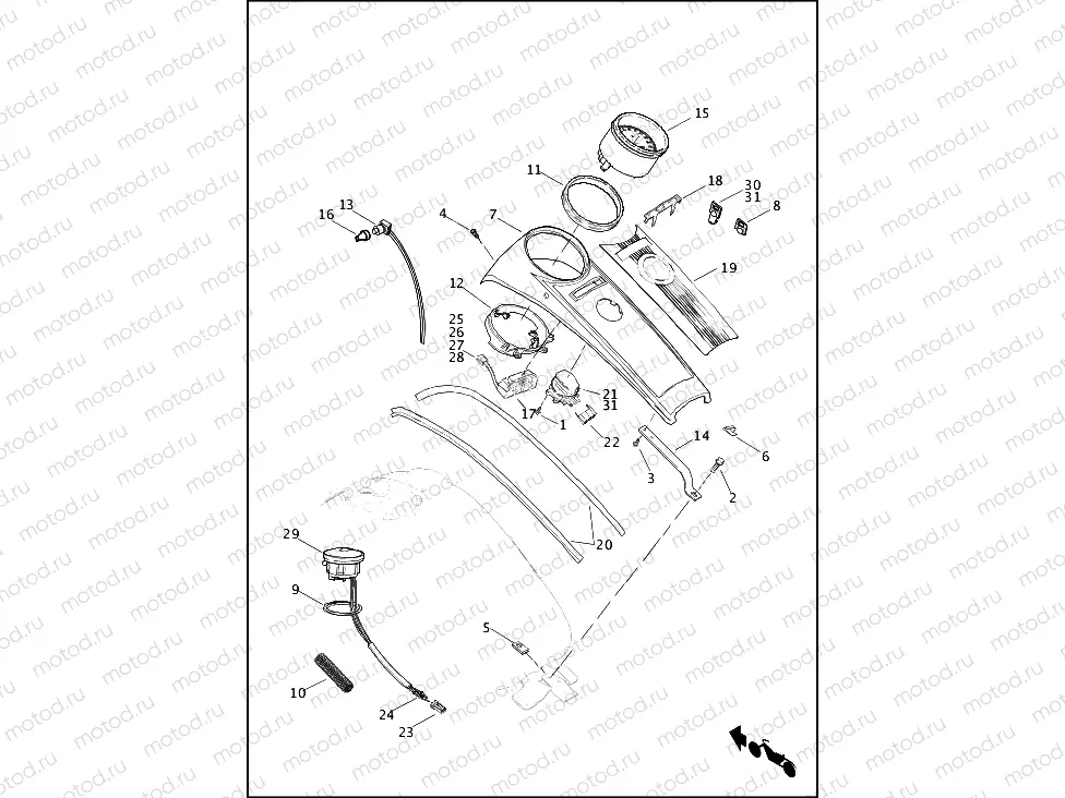 INSTRUMENTS, FUEL TANK - FLHP