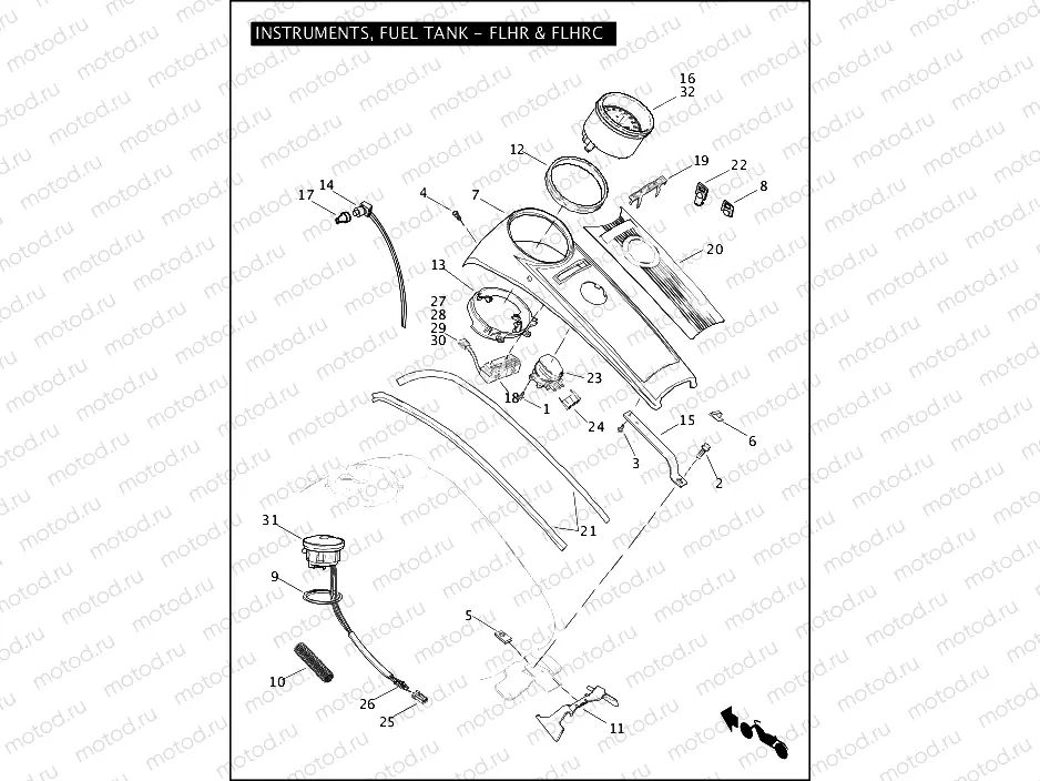 INSTRUMENTS, FUEL TANK - FLHR & FLHRC