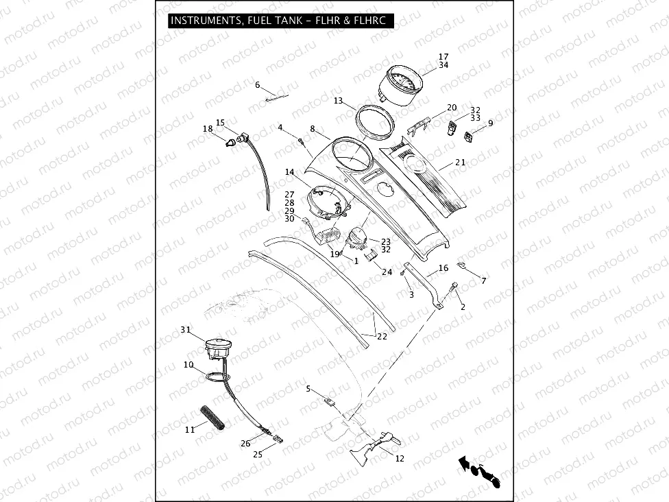 INSTRUMENTS, FUEL TANK - FLHR & FLHRC