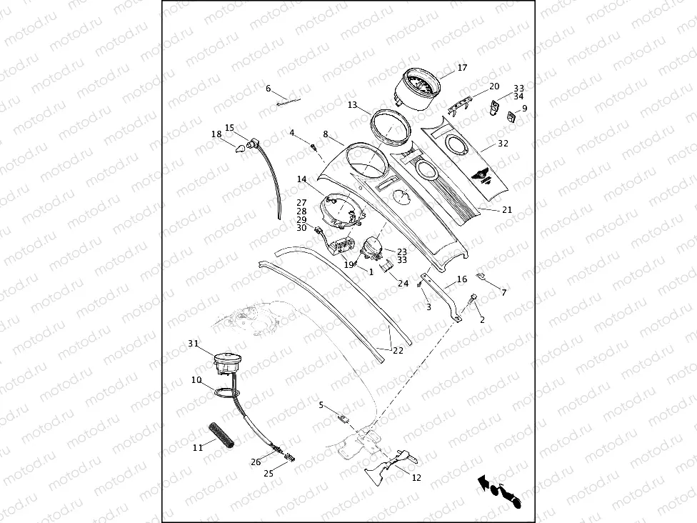 INSTRUMENTS, FUEL TANK - FLHR & FLHRC