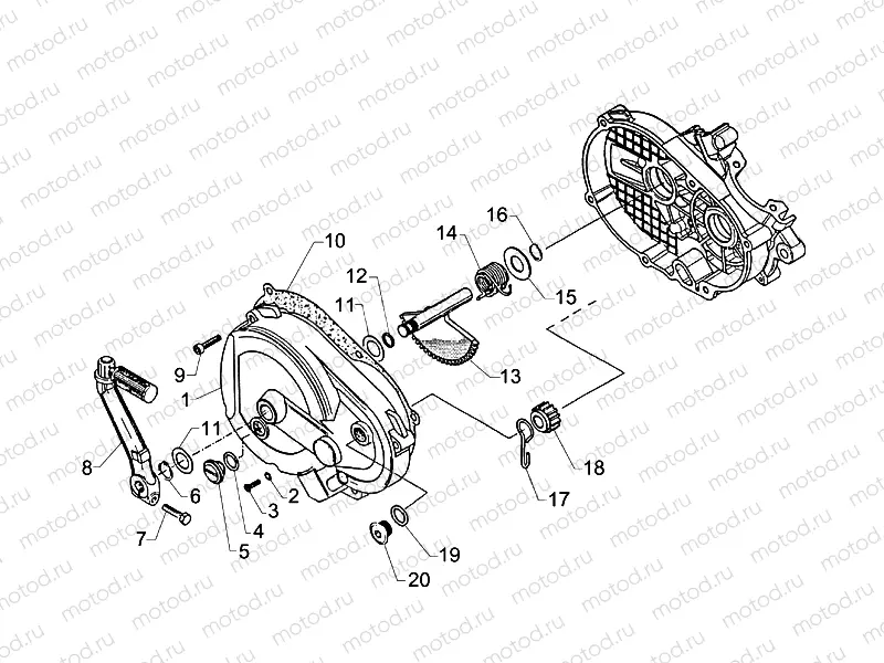 Kick-start lev.cpl-Clutch cov.