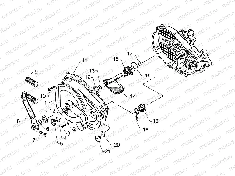 Kick-start lev.cpl-Clutch cov.