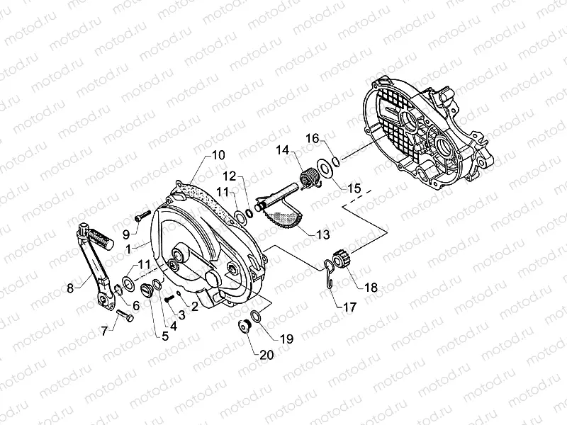 Kick-start lev.cpl-Clutch cov.