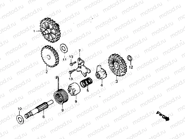 Kick starter spindle