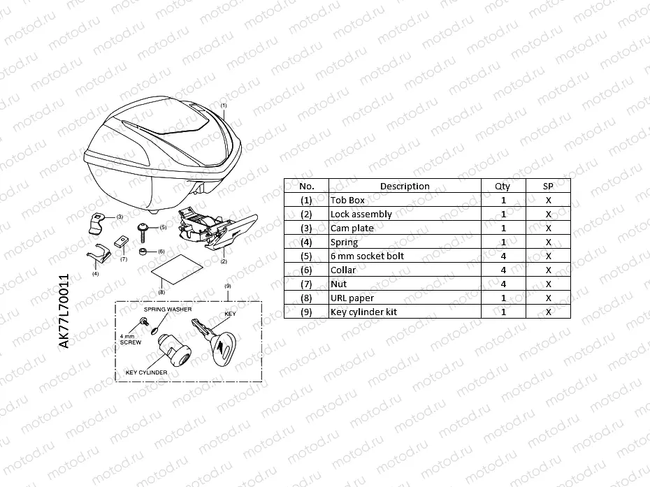 L70-20-01 KIT,TOP BOX *NHB44P*