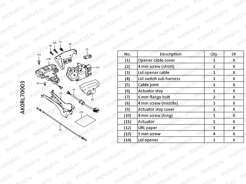 L70-20-03 KIT,LID OPENER