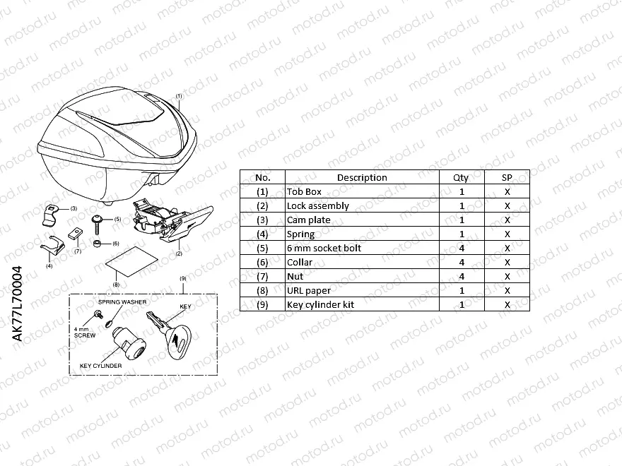 L70-20-04 KIT,TOP BOX *R369P*