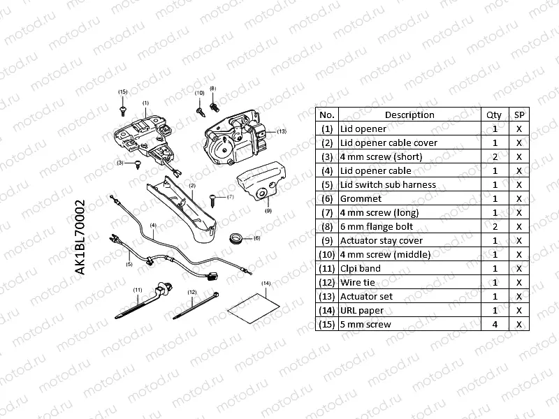 L70-21-02 KIT,LID OPENER