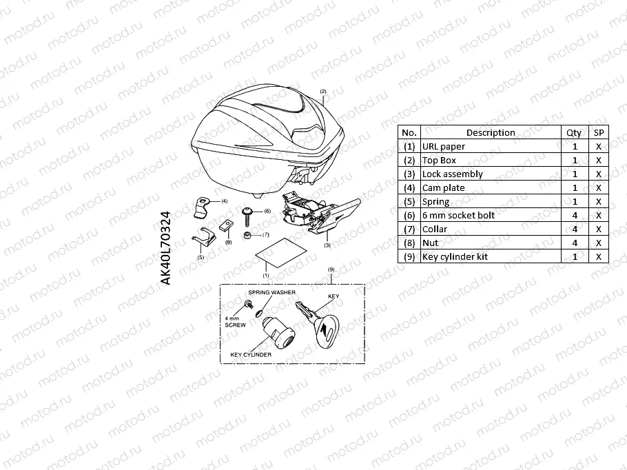 L70-21-34 35L TOP BOX *R-384M* MAT CARNELIAN RED METALLIC