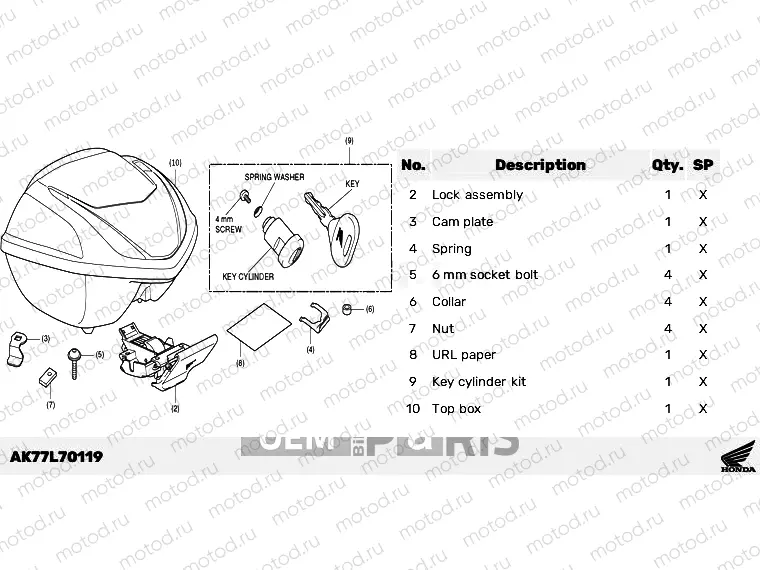 L70-23-19 KIT,TOP BOX *NHB44P*
