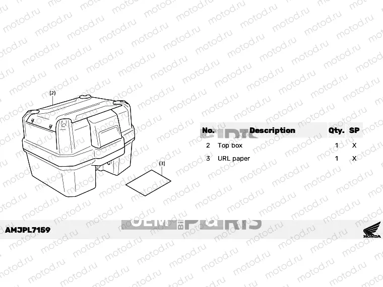 L71-21-59 KIT,TOP BOX 38L