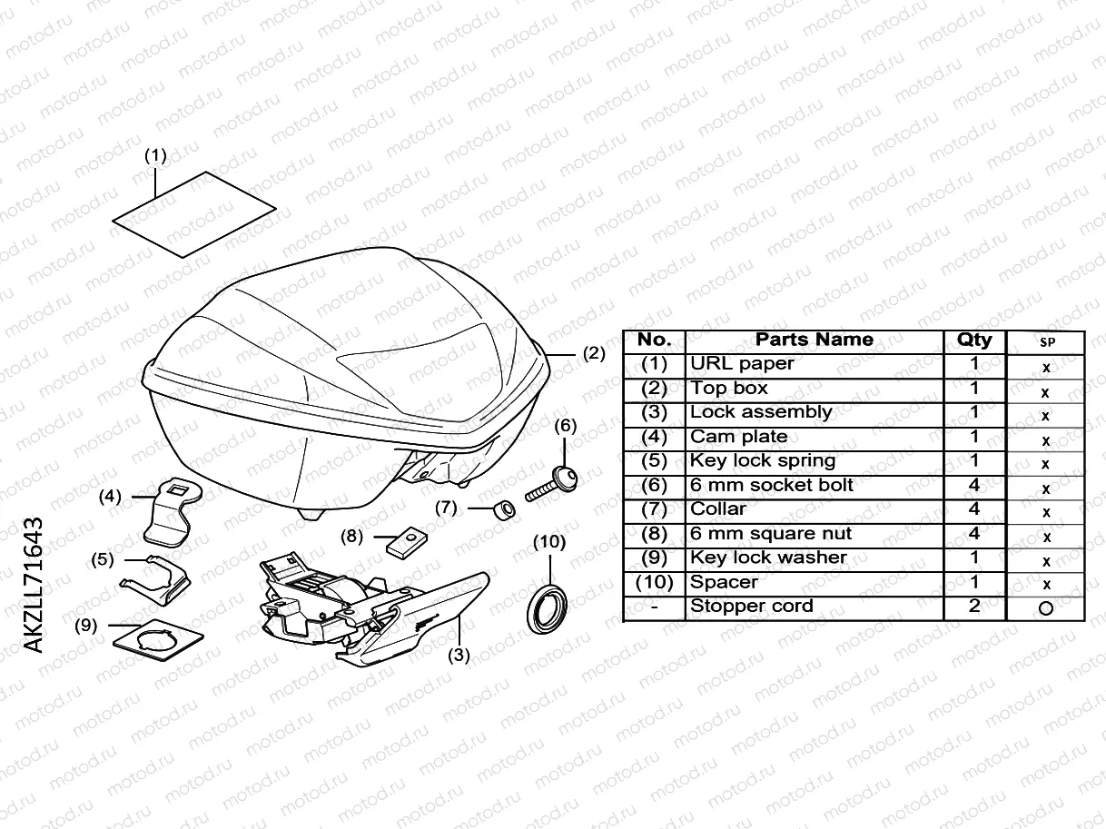 L71-21-63 KIT,TOP BOX 35L *NH312M*