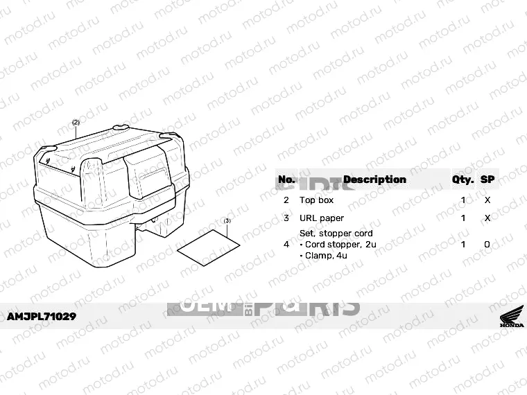 L71-23-09 KIT,TOP BOX 38L