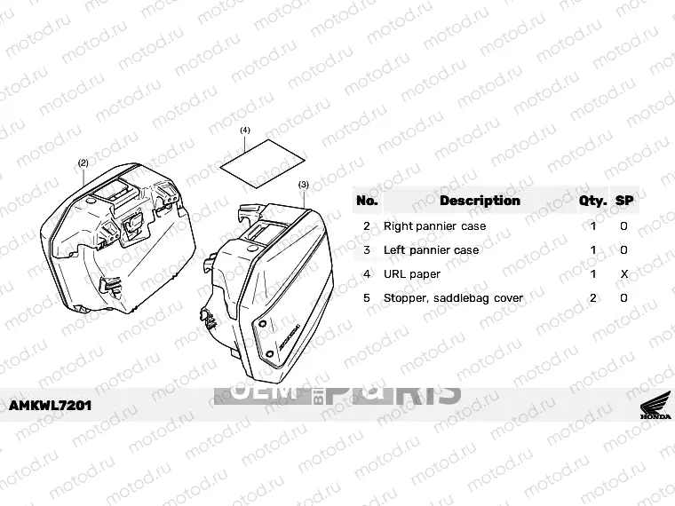 L72-21-01 KIT,PANNIER CASE (R32,L33)