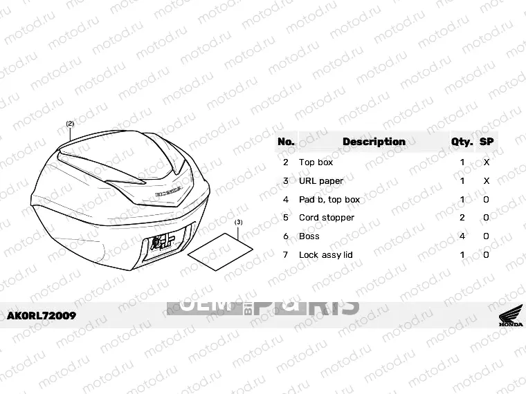 L72-23-19 35L SMART TOP BOX *R-348* HYPER RED