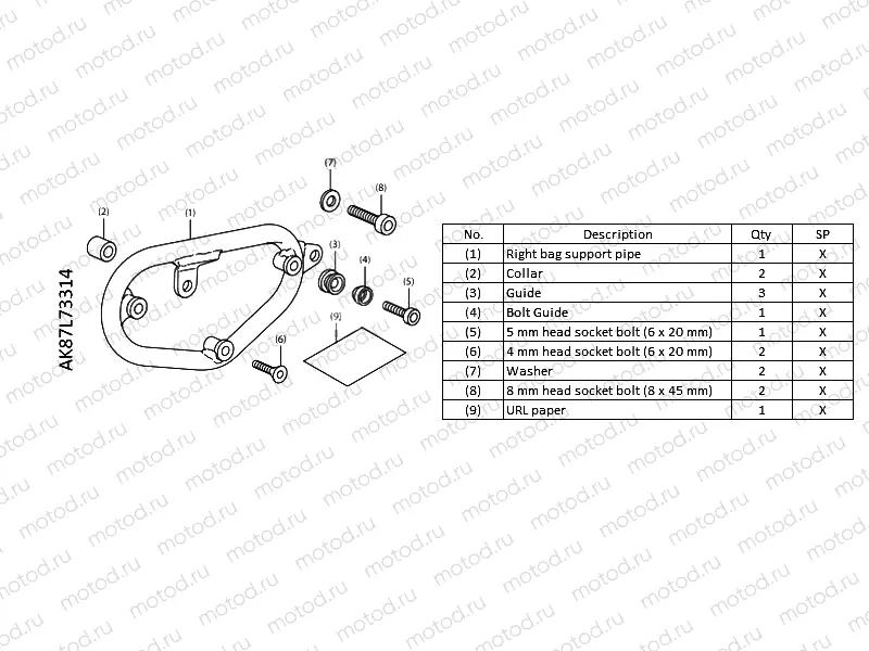 L73-21-34 KIT,RIGHT SADDLE BAG SUPPORT