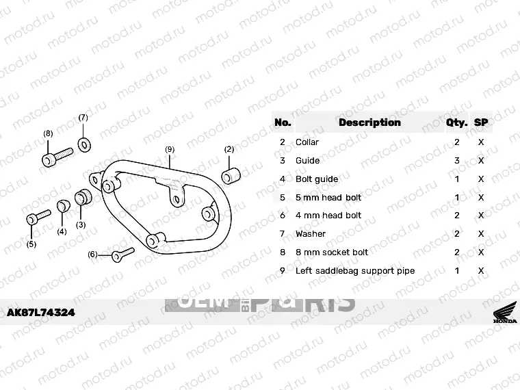 L74-22-34 KIT,LEFT SADDLE BAG SUPPORT
