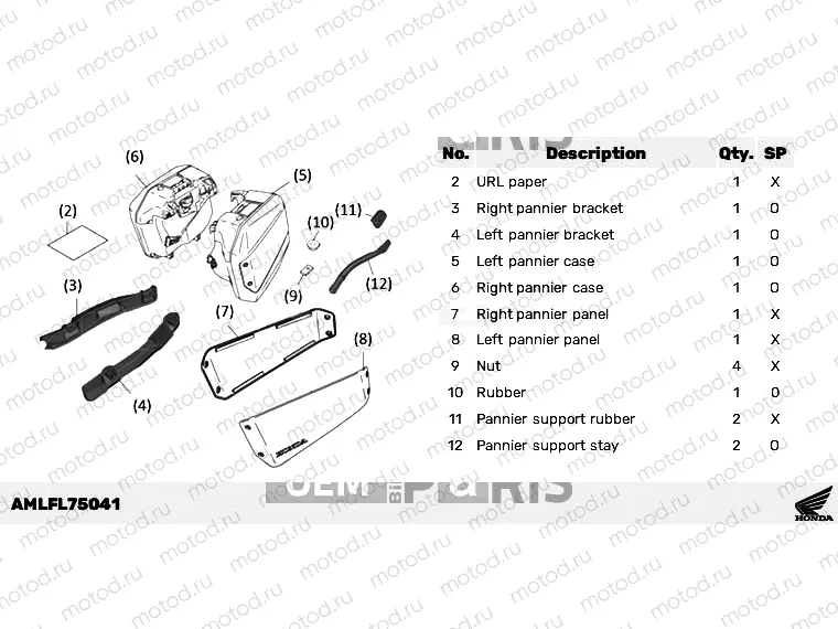 L75-22-01 KIT,PANNIER CASE SET *NHB53P*