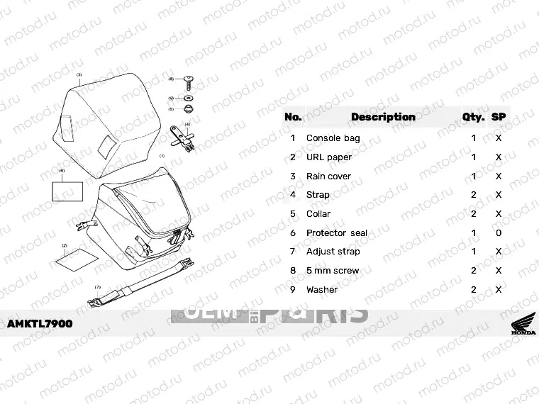 L79-21-00 KIT,CONSOLE BAG