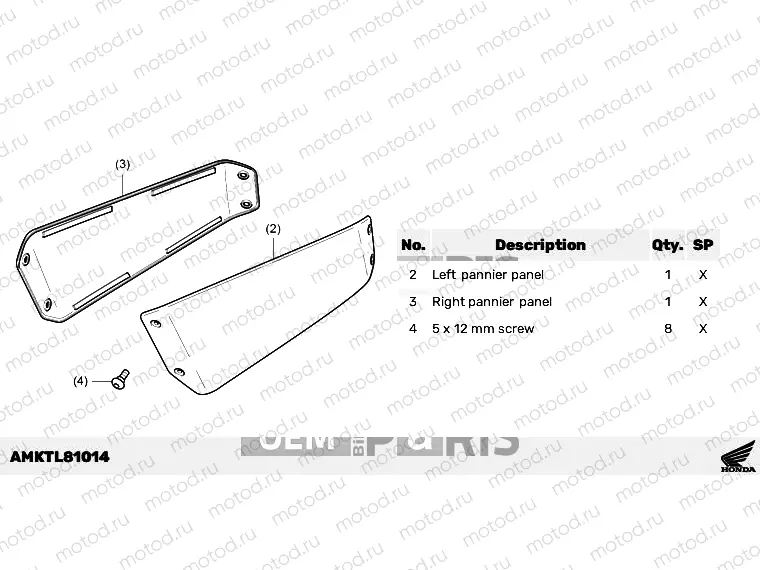 L81-22-04 KIT,PANEL R/L PANNIER(PAINT) *NHC64M*