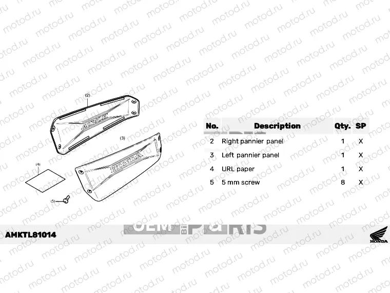 L81-23-04 KIT,PANEL R/L PANNIER(PAINT) *PB417M*