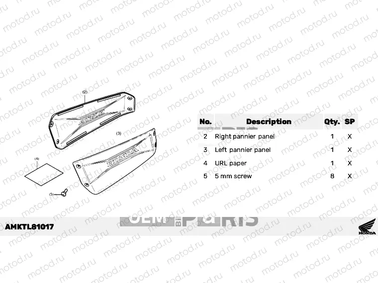 L81-23-07 KIT,PANEL R/L PANNIER(PAINT) *NHC65M*