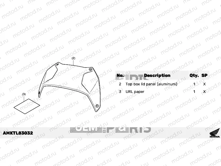 L83-22-02 KIT,PANEL TOP BOX(AL)