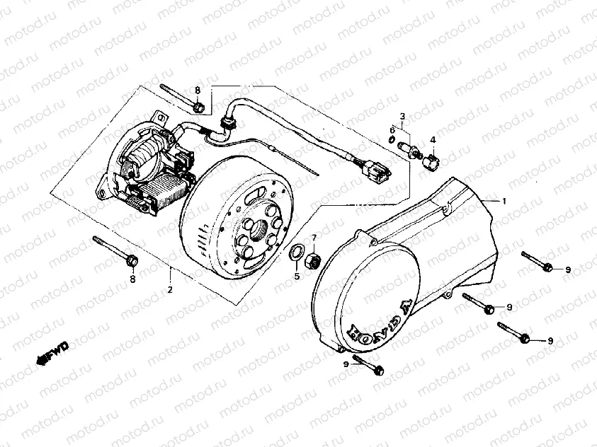 Left crankcase cover & generator