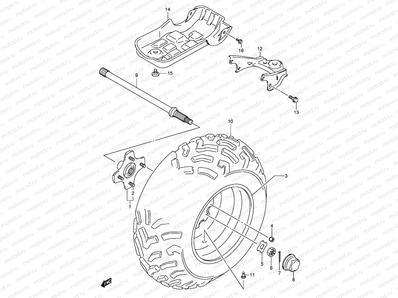 LEFT REAR WHEEL (MODEL K4/K5)