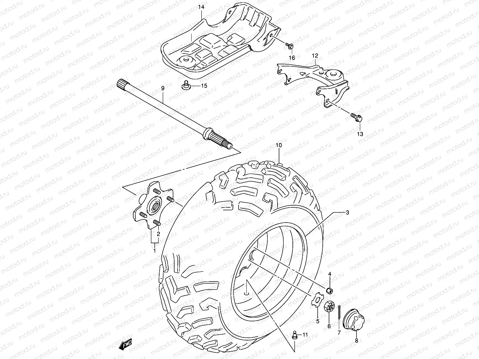 LEFT REAR WHEEL (MODEL K4/K5)
