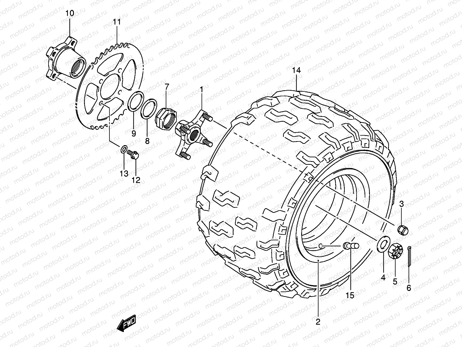 LEFT REAR WHEEL (MODEL K5/K6/K7)