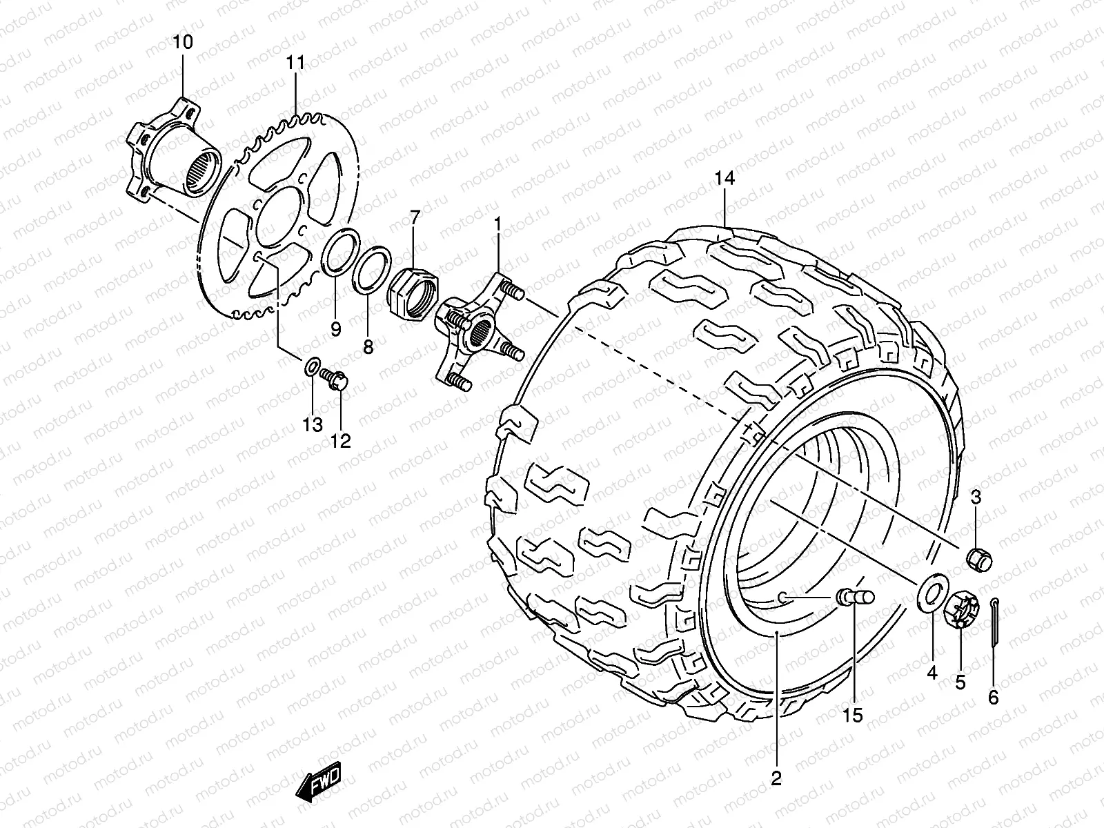 LEFT REAR WHEEL (MODEL K5/K6/K7)