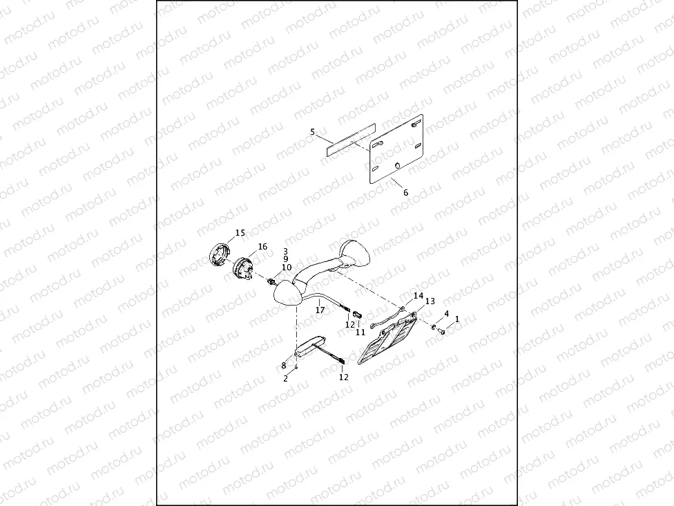 LICENSE PLATE BRACKET AND TURN SIGNALS, REAR