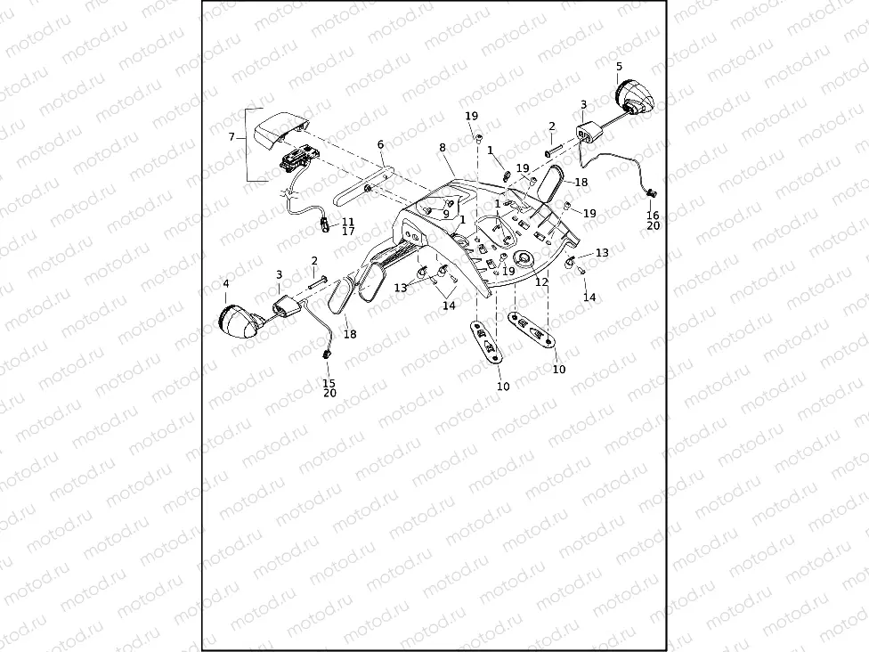 LICENSE PLATE BRACKET AND TURN SIGNALS, REAR