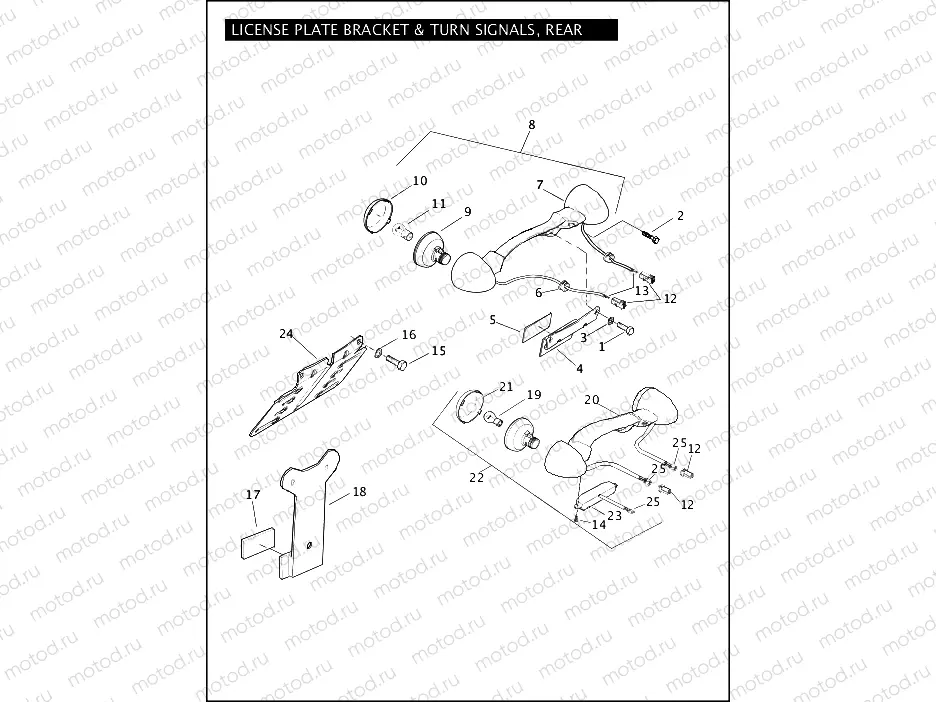 LICENSE PLATE BRACKET & TURN SIGNALS, REAR