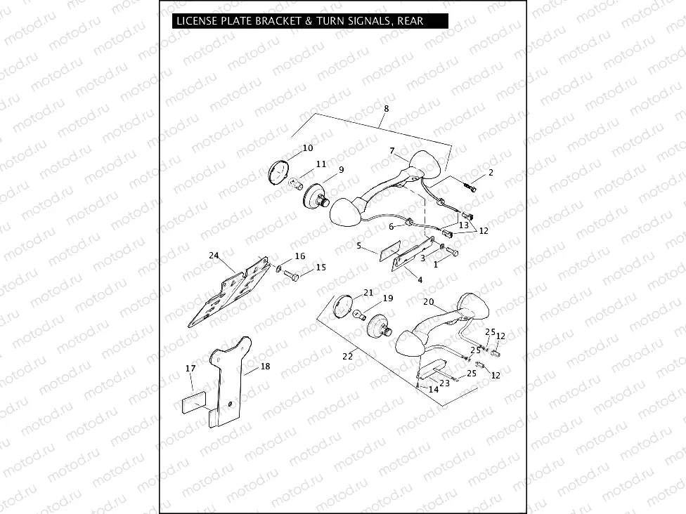 LICENSE PLATE BRACKET & TURN SIGNALS, REAR