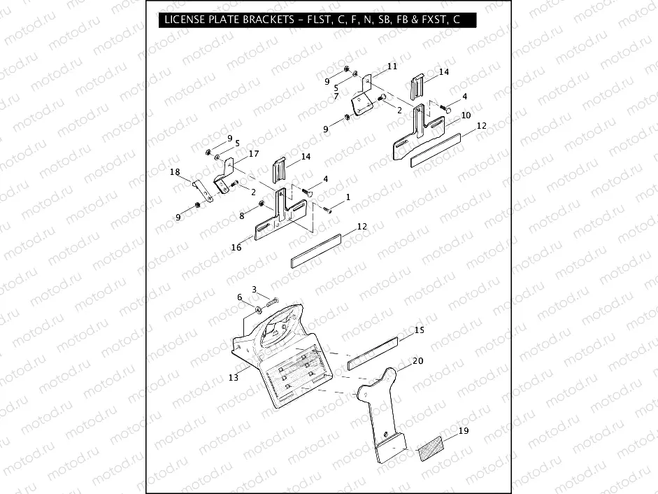 LICENSE PLATE BRACKETS - FLST, C, F, N, SB, FB & FXST, C