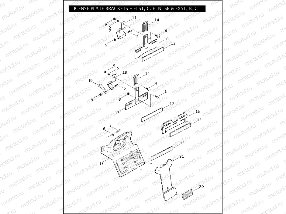 LICENSE PLATE BRACKETS - FLST, C, F, N, SB & FXST, B, C
