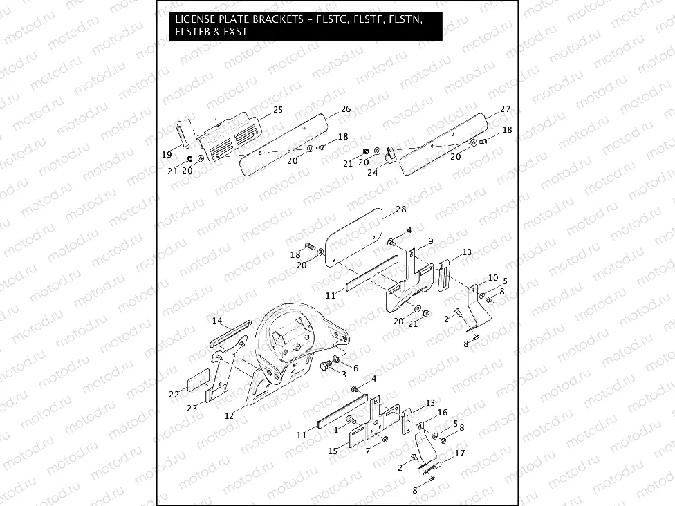LICENSE PLATE BRACKETS - FLSTC, FLSTF, FLSTN, FLSTFB & FXST