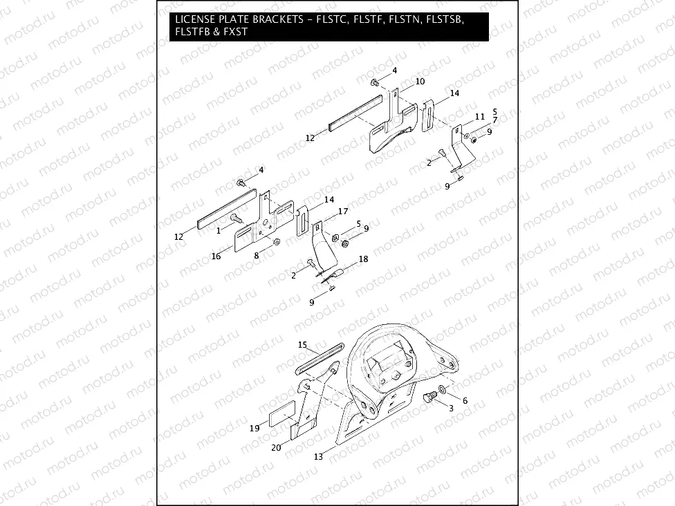 LICENSE PLATE BRACKETS - FLSTC, FLSTF, FLSTN, FLSTSB, FLSTFB & FXST