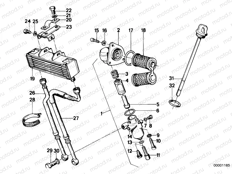 Lubric.syst.-oil cooler/filter head