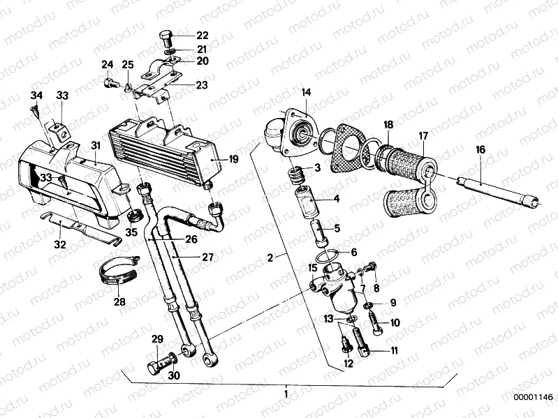 Lubric.syst.-oil cooler/filter head