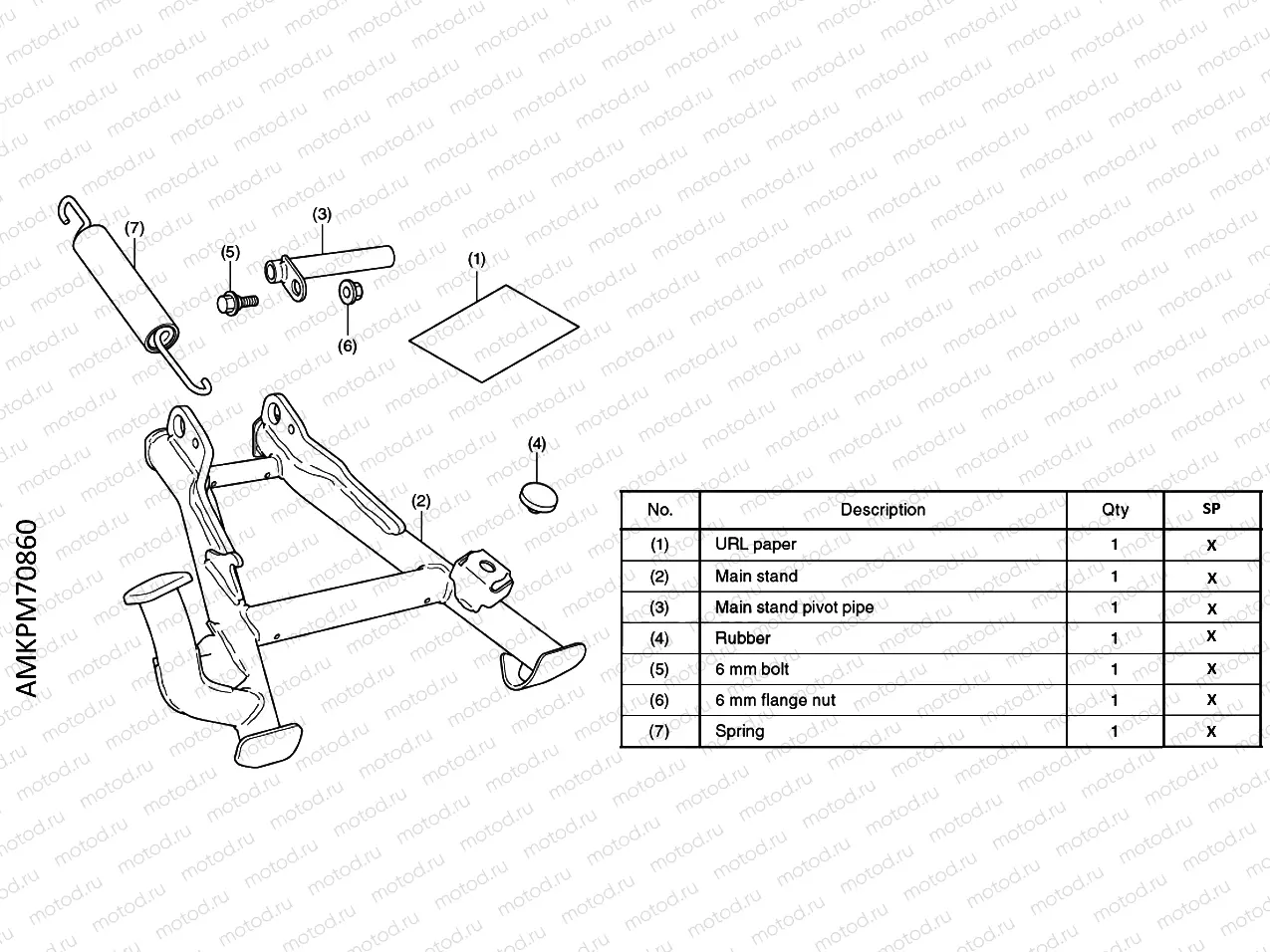 M70-21-80 KIT,MAIN STAND