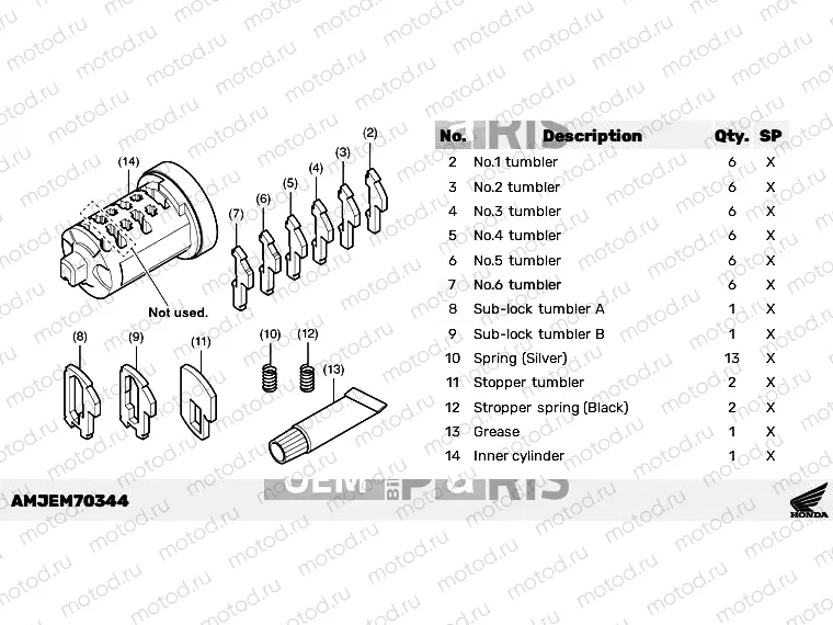M70-23-34 CYLINDER INNER SET,1KEY(WAVE)